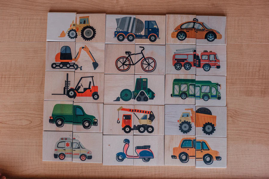 WORKERS AND WHEELS DOUBLE SIDED PUZZLE